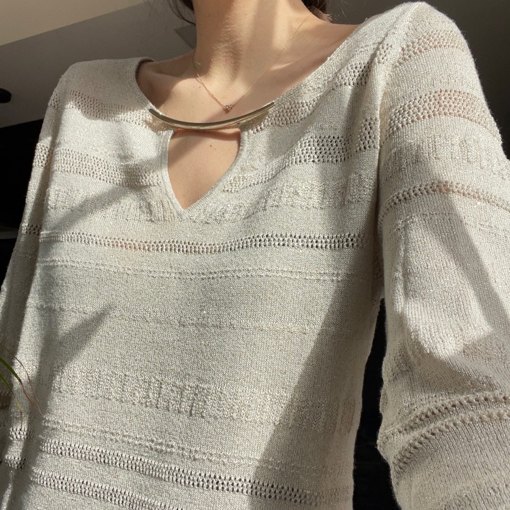 White House Black Market Gold Metallic Sweater